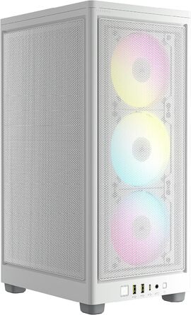 Комп'ютерний корпус Corsair iCUE 2000D RGB Airflow Mini-ITX, білий, сталь, 3 вентилятори AF120 RGB, контролер iCUE Lighting Node Core