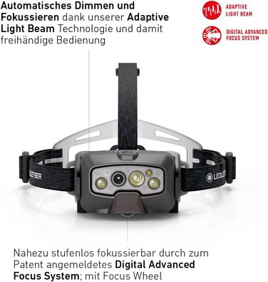 Ліхтар налобний Ledlenser HF8R Signature, 2000 люмен, водонепроникний, RGB, акумуляторний, чорний, для туризму та активного відпочинку