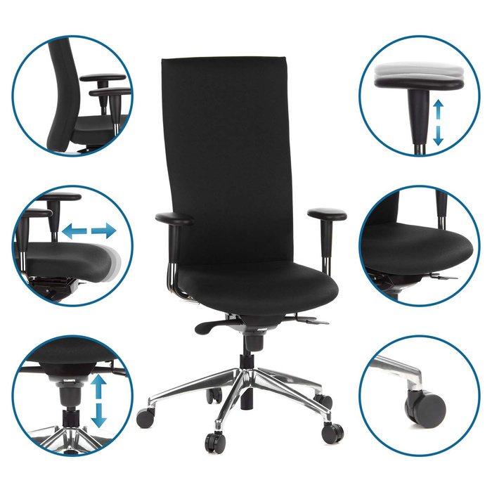 Офісне крісло / крісло керівника OFFICE-TEC тканина чорна hjh OFFICE