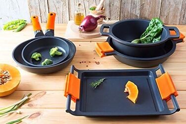 Набір сковорідок BRA Efficient Orange 18/22/26 см, литий алюміній, антипригарне покриття, без PFOA, для всіх плит, посудомийна машина