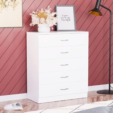 Комод Vida Designs, ДСП, білий, 90x36x75 см, 5 шухляд