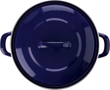 Каструля емальована BK Indigo 26 см, 5,2 л з кришкою, кобальтова, керамічне антипригарне покриття, для індукції, посудомийки та духовки, PFAS-free