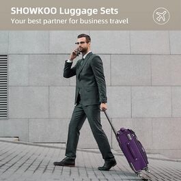 Набір валіз SHOWKOO Softshell 3 шт. (фіолетовий): 50.8, 61, 71.1 см, розширювані, з TSA-замком