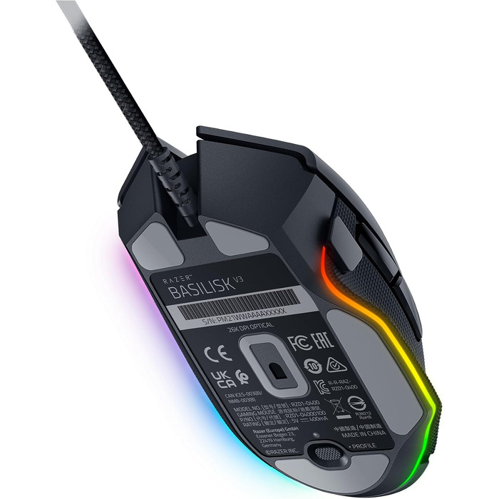 Ігрова миша Razer Basilisk V3 дротова з RGB підсвіткою Chroma, 11 програмованих кнопок, гіперскрол колесо, ергономічний дизайн, чорна