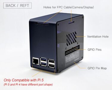 Алюмінієвий корпус ElectroCookie Mini Tower для Raspberry Pi 5 з вентилятором і змінним підсвічуванням (синій)