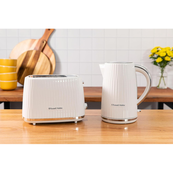 Тостер Russell Hobbs Eden для 2 скибок, білий - 6 режимів підсмажування, розморожування, підігрів, підйом, лоток для крихт