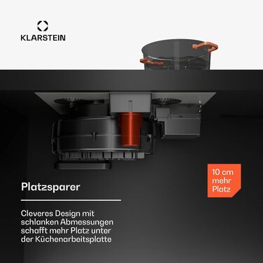 Індукційна варильна панель з витяжкою Klarstein AirJet 60, 60 см, потужність 600 м³/год, Flex-зони, Boost 10000 Вт, сенсорне керування, клас A+, нержавіюча сталь та скло, чорний