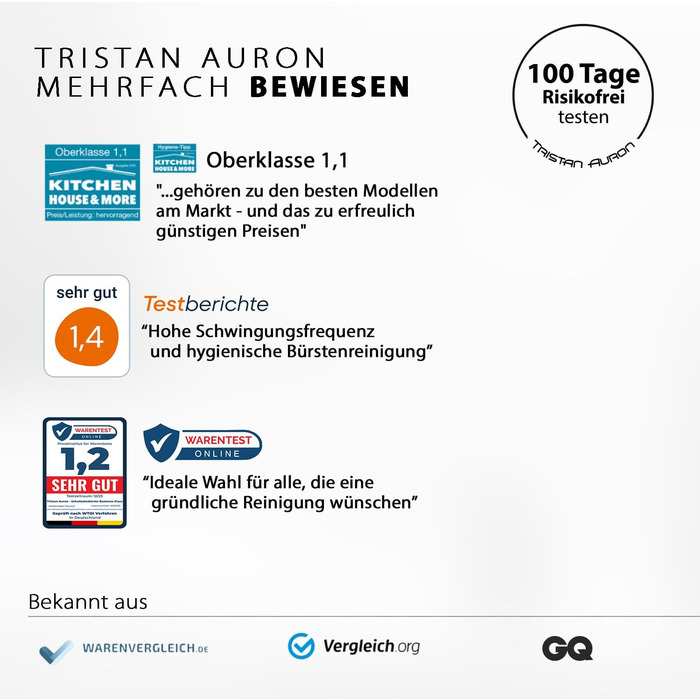 Електрична звукова зубна щітка Tristan Auron SmartOne (Блакитна) – 48 000 вібрацій, 5 режимів, дисплей, USB-C, акумулятор на 6-8 тижнів, IPX7, 6 насадок з чохлом