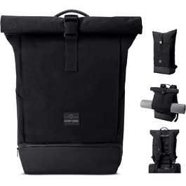 Рюкзак Johnny Urban Allen Medium чорний, водовідштовхувальний, 15л, rolltop, з відділенням для ноутбука, для університету, велосипеду, бізнесу, унісекс, екологічний