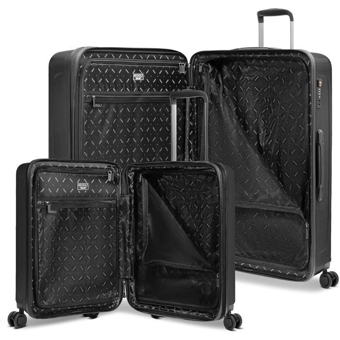 Набір валіз REDOLZ Essentials 14 Black Metallic - 2 шт (S + L) з відділенням для ноутбука | Розширювані валізи для жінок та чоловіків