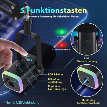 Динамічний мікрофон FIFINE XLR/USB з тримачем для стрімінгу, подкастів, студії, ігор, ПК, PS4/5, Mac, мікшерів, із кнопкою вимкнення звуку