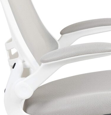 Ергономічне офісне крісло Flash Furniture, сітка, середньої висоти, з відкидними підлокітниками, світло-сіра сітка/білий каркас, 64.77x62.23x104.78 см