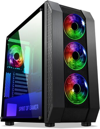 Ігровий корпус SPIRIT OF GAMER Rogue VI ATX/mATX/ITX з гартованим склом, 4 адресовані RGB LED вентилятори 120 мм, сумісний з Aura/MSI Mystic/ASROCK 3Pin
