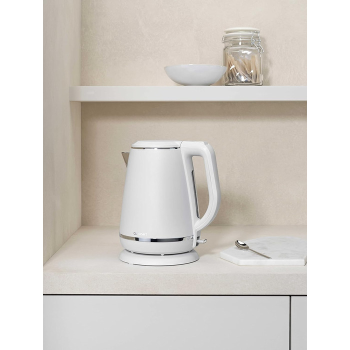 Електрочайник Cuisinart 1,5 л, 3000 Вт, білий, нержавіюча сталь, матова поверхня, швидкий нагрів, бездротовий, для кухні, набір з тостером
