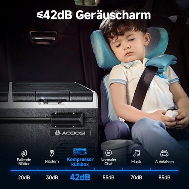 Автомобільний компресорний холодильник AAOBOSI 45л з Wi-Fi, USB-зарядкою, LED-підсвіткою 12/24V/220V для авто, кемпінгу, подорожей