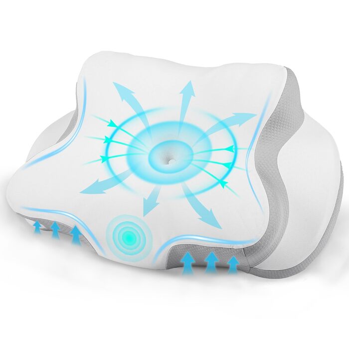 Подушка для шиї з Memory Foam - ортопедична подушка для сну, біла. Для тих, хто спить на боці, спині та животі