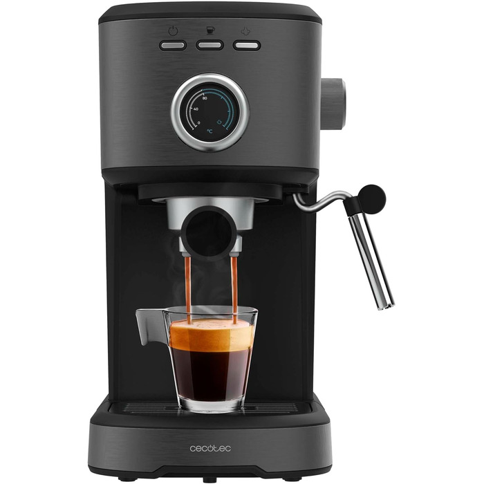 Еспресо-машина Cecotec Espressomaschine Compact Power Espresso 20 Retro Green – 1100 Вт, 20 бар, Thermoblock, парогенератор, сталь, манометр