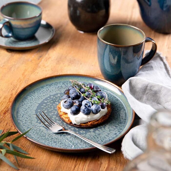Столовий сервіз Villeroy & Boch Crafted Breeze 12 предметів, сіро-блакитний, преміум порцеляна, реактивна глазур, обідні та супові тарілки