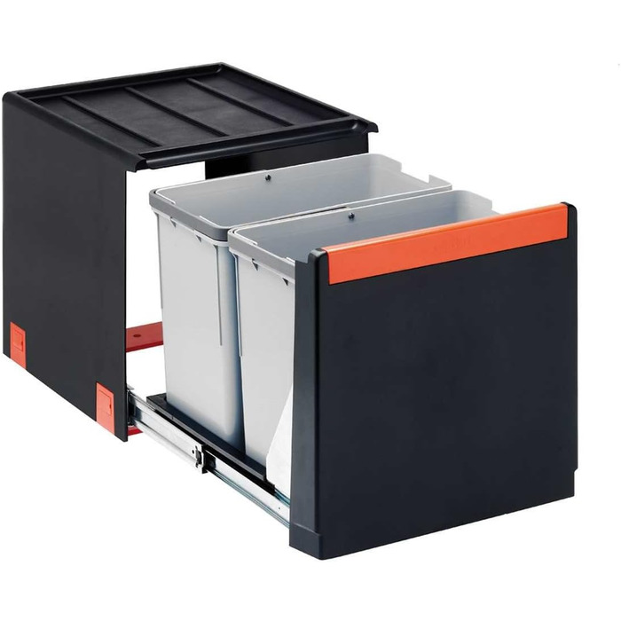 Сортувальний контейнер для сміття Franke Sorter Cube 40, чорний, 34,8×33,5×40,7 см – відро для роздільного збору відходів