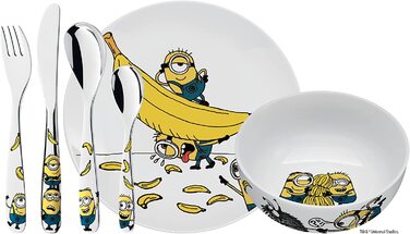 Набір дитячого посуду Minions WMF Cromargan, 6 предметів, з нержавіючої сталі, від 3 років, без гравію, придатний для миття в посудомийній машині