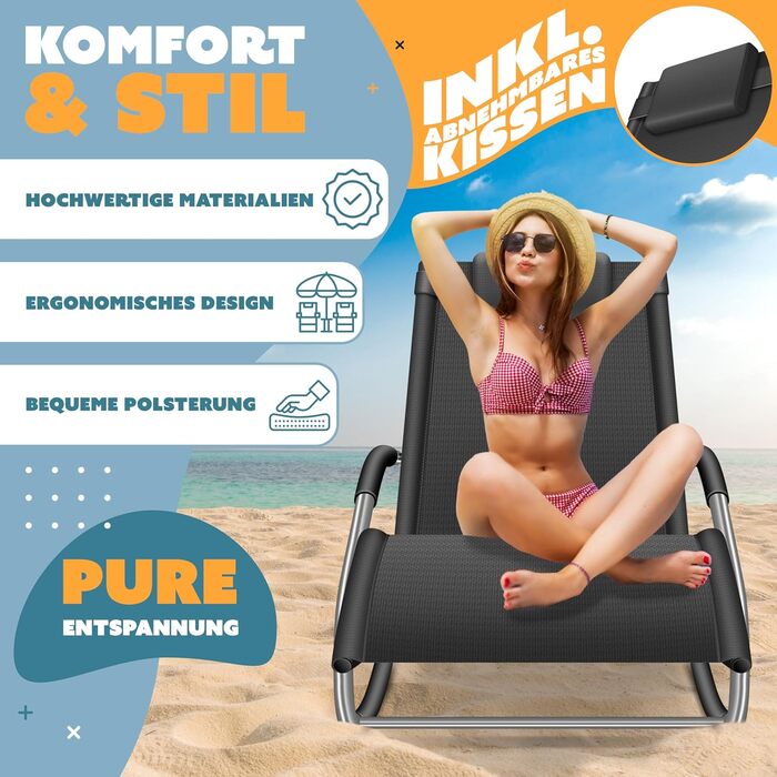 Крісло-шезлонг KESSER® для саду | Зручне крісло-гойдалка | Стійке до погодних умов | Макс. 150 кг
