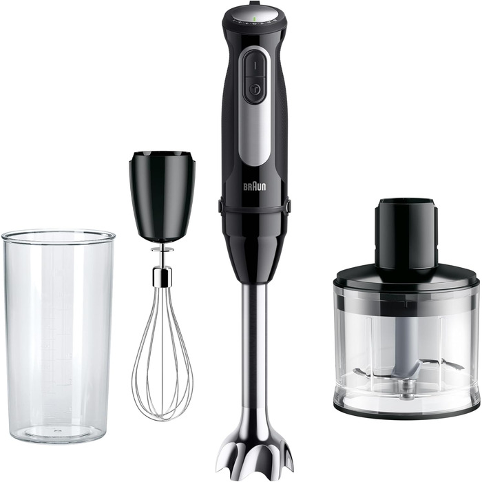 Блендер занурювальний Braun MultiQuick 5 MQ 50236 (2024) – 1000 Вт, нержавіюча сталь, 21 швидкість + Turbo, EasyClick, SplashControl, набір насадок