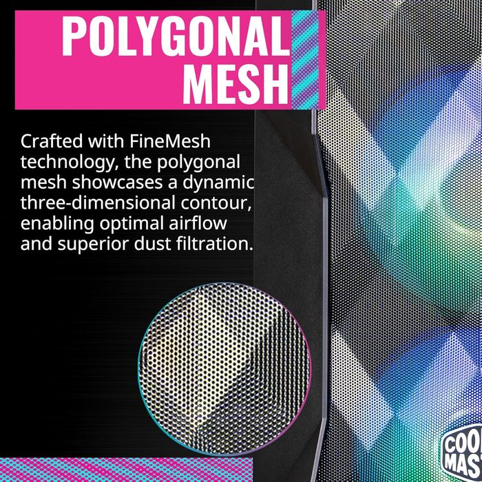 Корпус для ПК Cooler Master TD300 Mesh Mini-Tower для Micro-ATX та Mini-ITX, ігровий корпус з високим повітряним потоком, 2 ARGB вентилятори 120 мм, бічна панель із загартованого скла, знімна кришка, ARGB/PWM-хаб