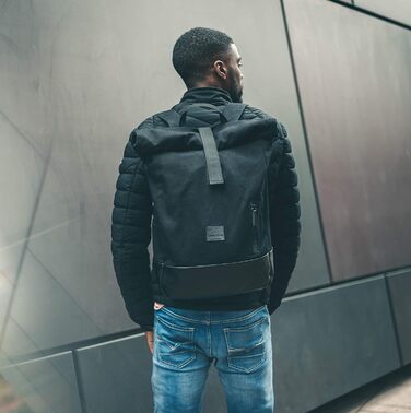 Рюкзак Johnny Urban Rolltop Adam Large для ноутбука 16'', водонепроникний, антрацит/чорний, міцний бавовняний канвас, унісекс