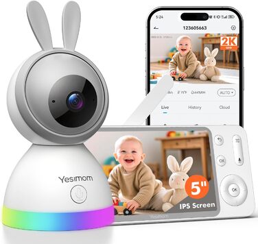 Відеоняня з камерою 1080P HD PTZ 360° та Wi-Fi: монітор для немовлят з додатком, нічним баченням, 4x Zoom, детекцією руху/звуку, двостороннім аудіо, автотрекінгом та сповіщеннями