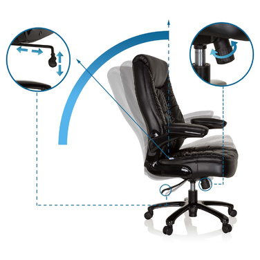 Надміцне крісло / офісне крісло INSTRUCTOR III XXL Шкіра чорна hjh OFFICE