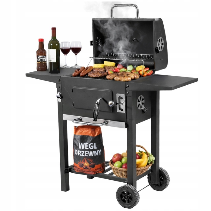 Садовий вугільний гриль BBQ XXL з кришкою, попільничкою, регулятором та термометром