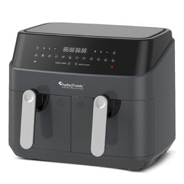 Аерофритюрниця TurboTronic XXL 9L (2x 4,5L) з подвійним кошиком, цифрове керування, 12 програм, без олії, сіра