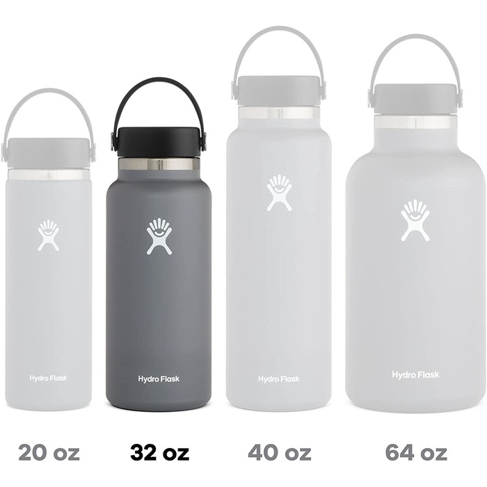 Термобутилка Hydro Flask з нержавіючої сталі, вакуумна ізоляція, велика шийка, герметична кришка Flex Cap, 946 мл, біла і чорна