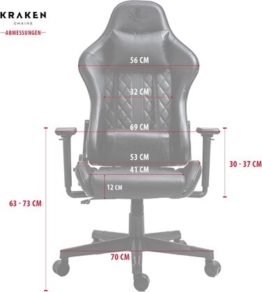 Ігрове крісло KRAKEN CHAIRS, ергономічне, офісне, з регульованою висотою, 3D підлокітниками, подушкою для попереку та підголівником, чорне-сріблясте, екошкіра