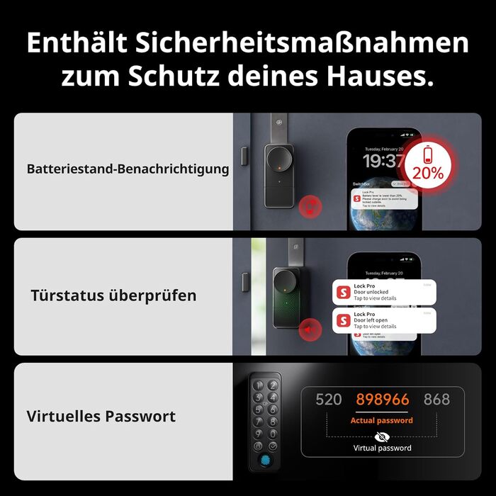 Розумний дверний замок SwitchBot WLAN Smart Lock Pro з сенсорною клавіатурою, відбитком пальця, кодом, підтримкою Alexa, Google, Matter, електронний замок для дверей, відкривання через додаток