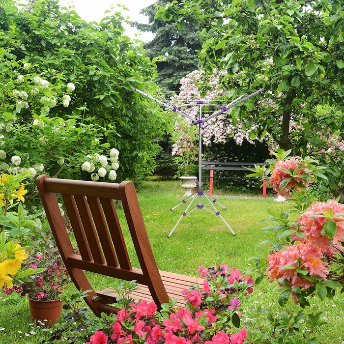 Сушарка для білизни Relaxdays, 19 м, складана, з підставкою, для саду, срібляста, 161x120x120 см