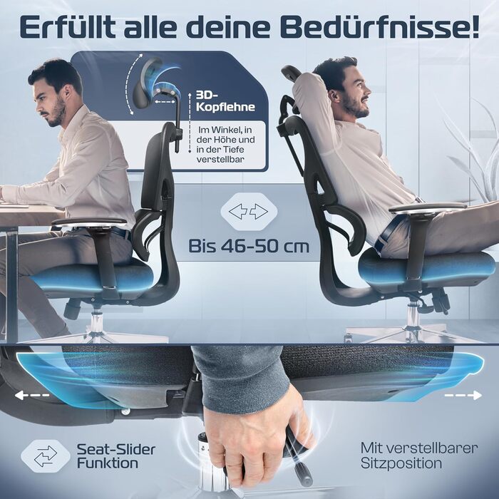 Офісний стілець CleverSeat Ergonomisch - регульований, для дому та геймінгу, до 150 кг