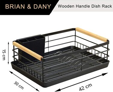 Сушарка для посуду BRIAN & DANY з піддоном, 42×30×15 см, чорна
