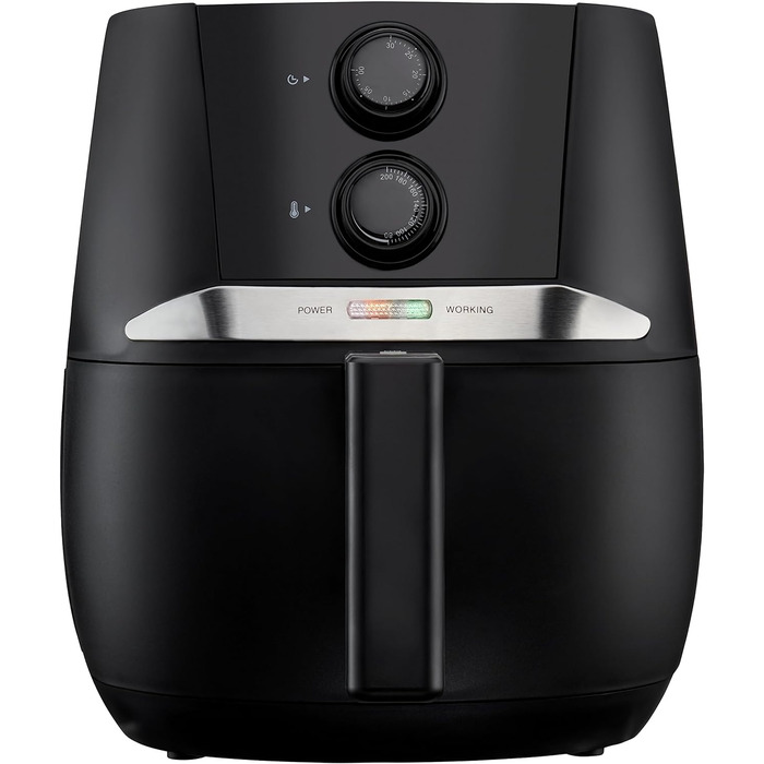 Аерофритюрниця MEDION E20 L, 3,2 л, 1400 Вт, без олії, таймер 30 хв, захист від перегріву, чорна