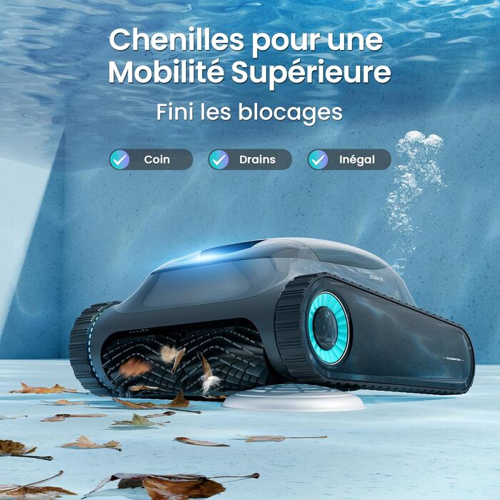 Робот-пилосос для басейну AIPER Scuba S1 з акумулятором (240 хв), фільтрацією, очищенням стін та водної лінії, керування через додаток, для басейнів до 150 м² сірий