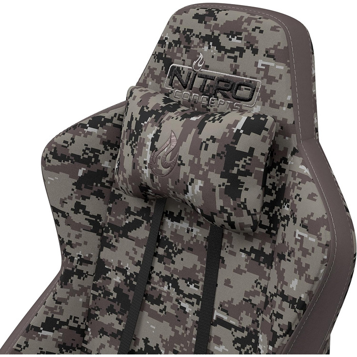 Ігрове крісло NITRO CONCEPTS S300 Urban Camo, ергономічне, для геймерів і офісу, тканинна оббивка, навантаження до 135 кг