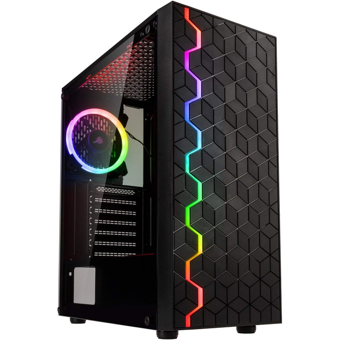 Корпус для ПК Kolink Inspire K8 ARGB Midi-Tower, загартоване скло, чорний, ігровий комп'ютерний корпус з підсвічуванням RGB