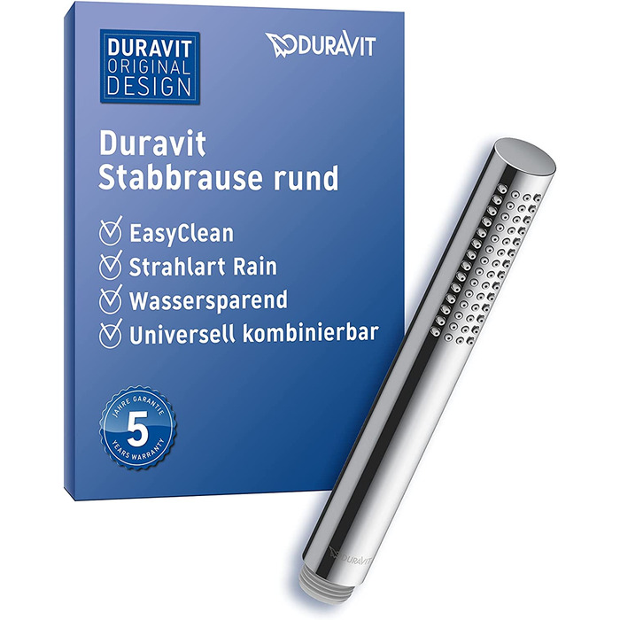 Duravit водозберігаюча кругла ручна душова лійка з режимом Rain, MinusFlow, хром, легке очищення
