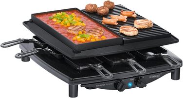 Раклетниця Steba RC 4 Plus Deluxe з антипригарною литою та натуральною кам'яною плитою, 8 емальованих лотків, 29x29 см, виробництво Німеччина