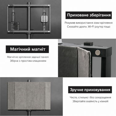 Підставка для телевізора FITUEYES Design 55-78 дюймів, дерев'яна, регульована по висоті, поворотна, у стилі мольберта, з кабель-менеджментом, біла