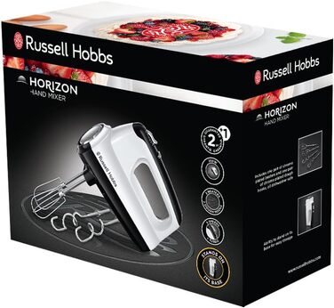 Міксер ручний Russell Hobbs Desire Red 350W з насадками для тіста та збивання, 5 швидкостей + імпульс, білий