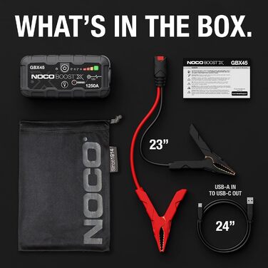 NOCO Boost X GBX45: Портативний пусковий пристрій Powerbank – 1250A, для бензинових двигунів до 6.5L та дизельних до 4.0L