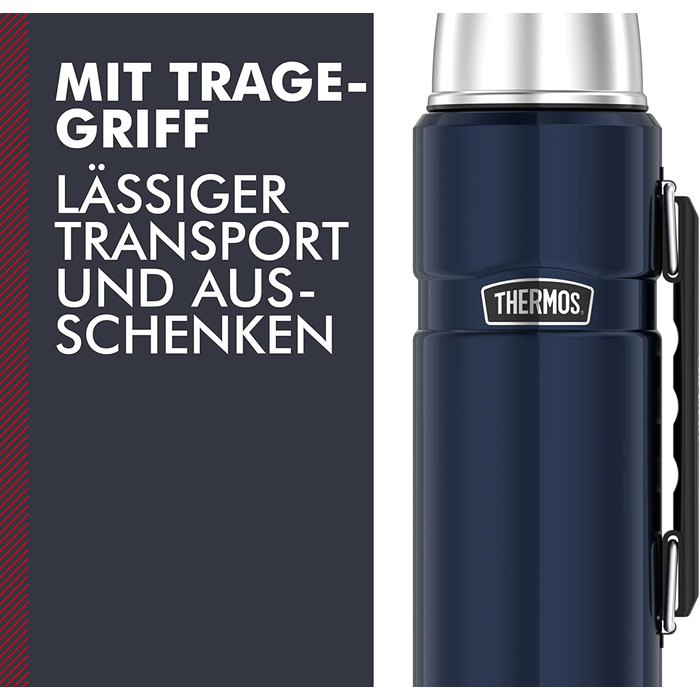 Термос Thermos Stainless King 1,2 л, нержавіюча сталь, синій, з ручкою