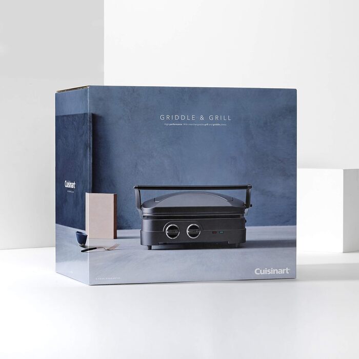 Електрогриль Cuisinart Griddle & Grill, сендвічниця, прес для паніні, знімні антипригарні пластини, посудомийна безпека, здорове приготування з мінімумом олії, синій