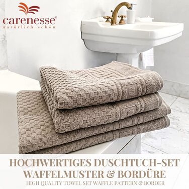 Комплект рушників Carenesse 2 шт. 70x140 см сірий, преміум готельна якість, 100% бавовна, вафельний візерунок, сертифікат Öko-Tex 100, фротте, без ворсу, високий рівень поглинання, м'які